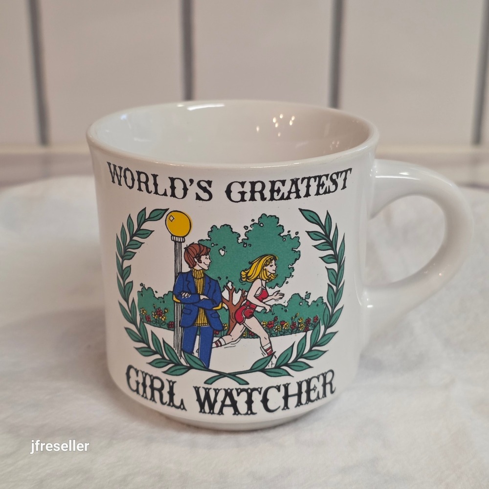 Vintage Papel Worlds Greatest Girl Watcher Coffee Mug Ceramic Made in Japan